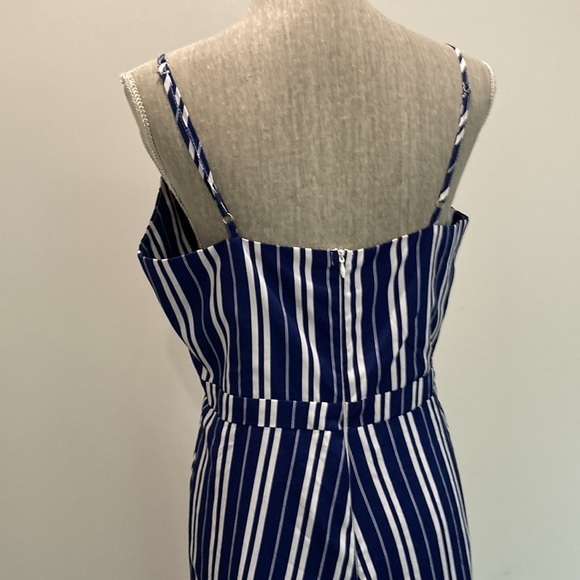 NAVY Blue and White Striped Maxi Romper with Cut-Out Sz Large - Picture 10 of 17